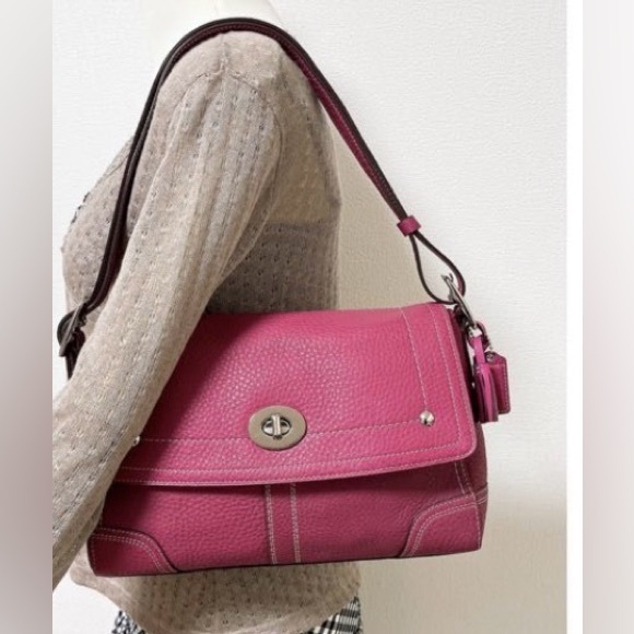 Coach vintage Hampton Turnlock flap bag - magenta - Picture 3 of 16